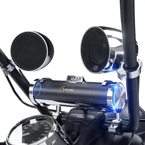GoHawk RD88-S42 chrome 8-speaker motorcycle stereo system with soundbar