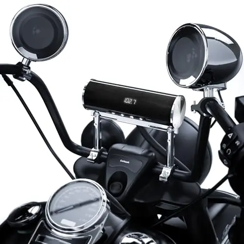 GoHawk RD8-X45 chrome 4-speaker soundbar with external speakers