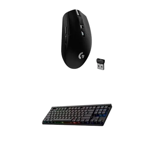 Logitech G305 wireless gaming mouse and G515 TKL wireless gaming keyboard bundle on a desk