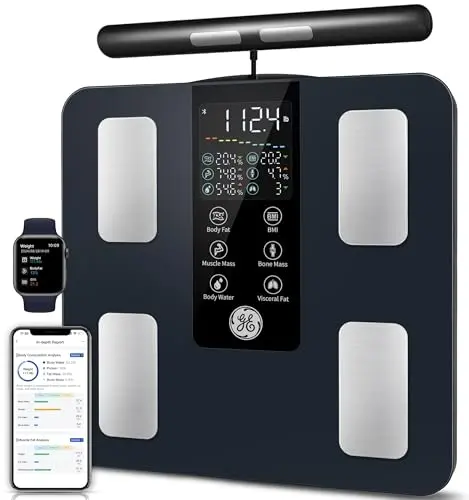 GE smart body composition scale with eight electrodes on platform