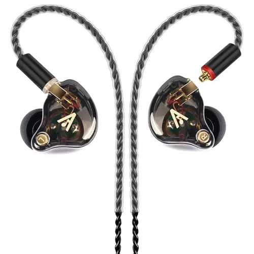 Vibes 202 black HiFi wired earbuds with silver-plated cable and carrying case