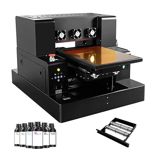 PEIXU A4 XP600 UV flatbed printer with a bottle holder attachment