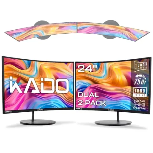 Two Kado 24-inch curved monitors side-by-side