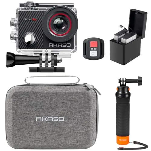 AKASO EK7000 Pro action camera bundle with waterproof floating hand grip