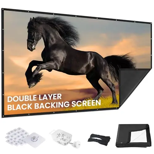 IOLIEO 120 inch projector screen with black backing material laid out flat
