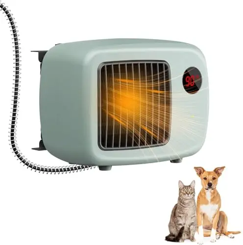 PETJOYADD grey wall-mounted dog house heater with adjustable hook and anti-chew cord