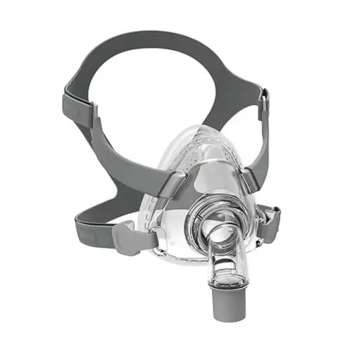 Sonalux full face CPAP mask with headgear, frame, cushion, and elbow