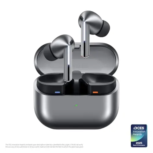 Samsung Galaxy Buds 3 Pro in silver charging case