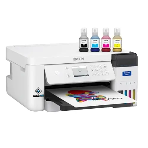 Epson SureColor F170 Dye-Sublimation Printer on a desk