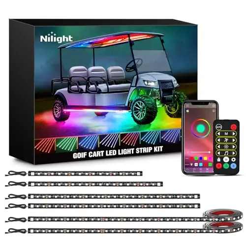Nilight 6-piece golf cart underbody and canopy LED light strip kit