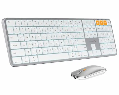 ProtoArc KM100-A backlit wireless keyboard and mouse in White Silver for Mac
