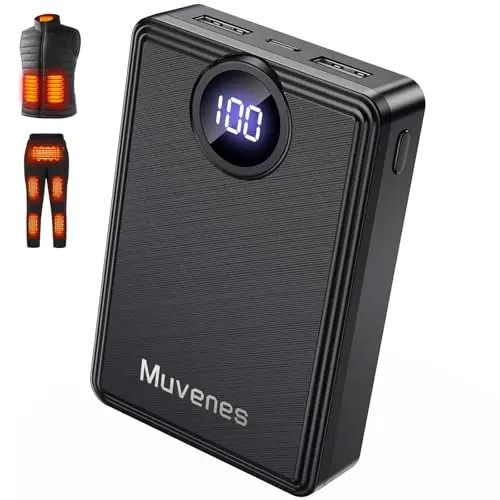 Muvenes 12000mAh power bank with digital display for heated vests