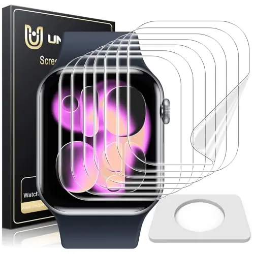UniqueMe 8-pack of HD clear TPU screen protectors for Apple Watch Series 10/11 42mm.