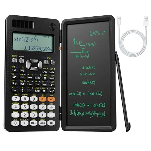 NEWYES 991ES MAX black scientific calculator with foldable case and LCD writing pad