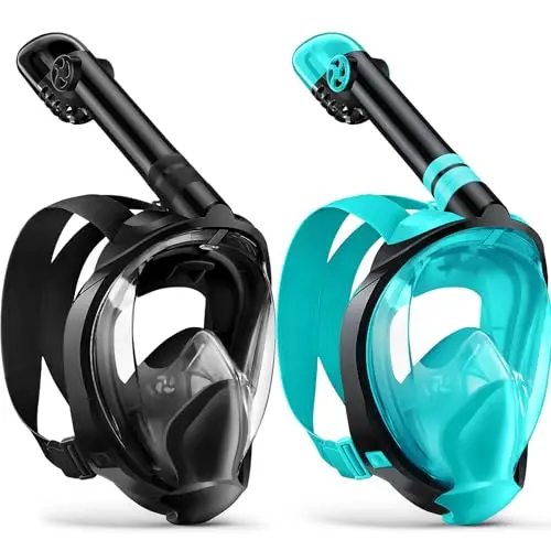 Zenoplige full face snorkel mask in Apple Green with a dry-top snorkel