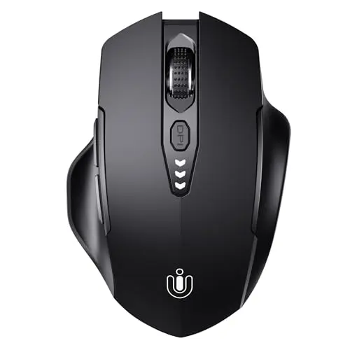 Uineer black rechargeable wireless mouse with visible battery level LED