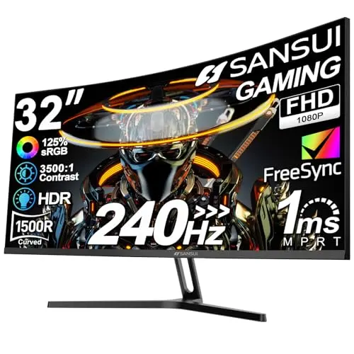 SANSUI 32-inch curved gaming monitor with a high refresh rate
