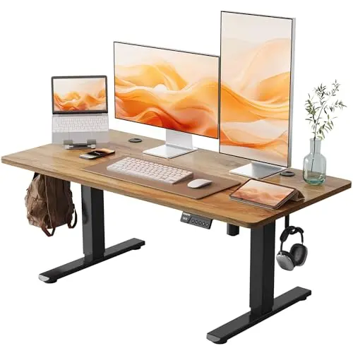 YIHAYO 48-inch electric standing desk for short people in rustic brown and black
