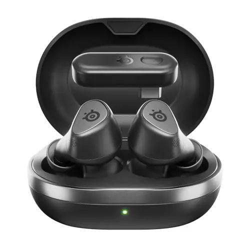 SteelSeries Arctis GameBuds wireless earbuds with ANC in black and Qi charging case