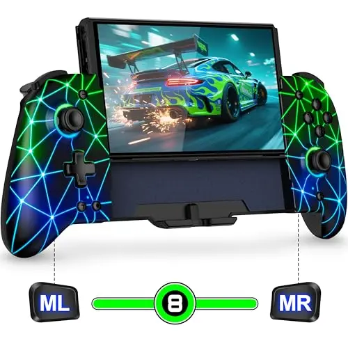 Mocagen wireless Nintendo Switch controller with Hall Effect joysticks and LED lighting