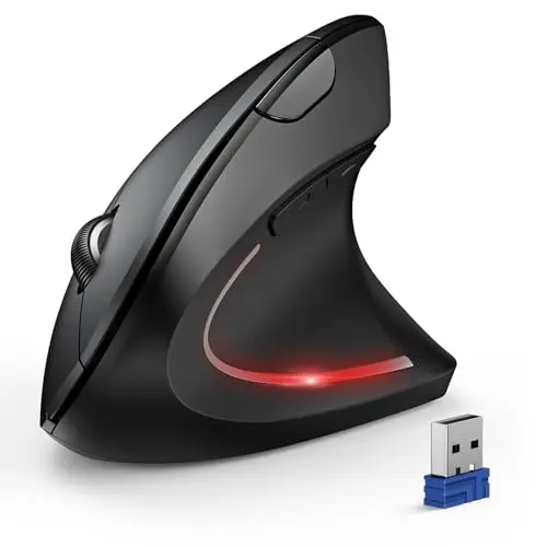 Tecknet black vertical ergonomic mouse with multiple DPI buttons.