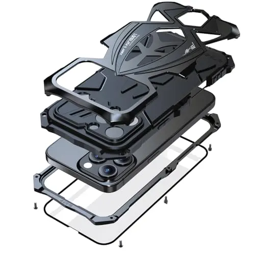 Lunivop black military grade rugged screw-together phone case for iPhone 16 Pro Max