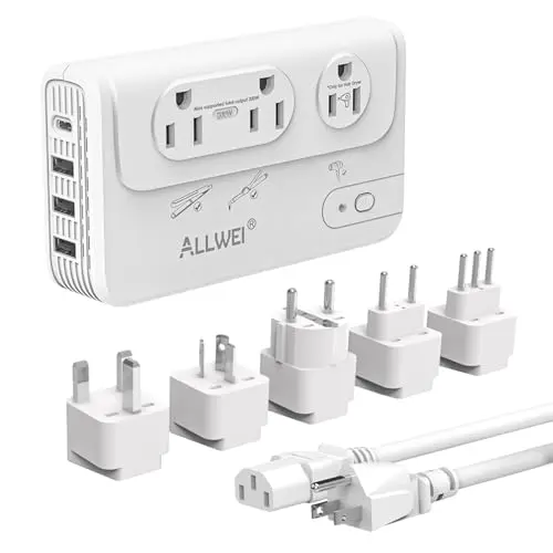 ALLWEI 2000W white voltage converter for hair dryers and curling irons