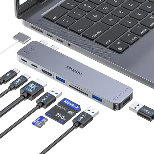 Melelink 8-in-2 USB C Hub adapter for MacBook Pro and Air
