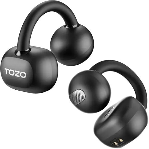 TOZO OpenEarRing clip-on open ear wireless earbuds in black