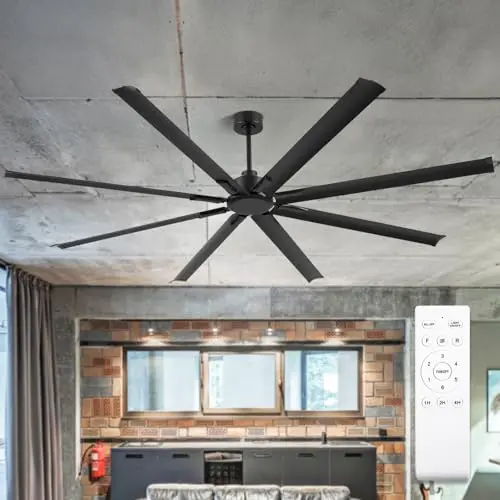 OYYPTDZM 84-inch black industrial ceiling fan with 8 aluminum blades