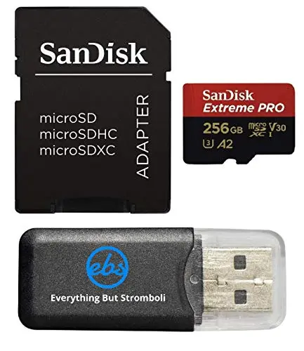 SanDisk Extreme Pro 256GB micro SD card with card reader, compatible with GoPro Hero 13