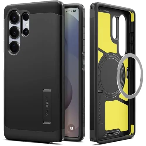 Spigen Tough Armor MagFit case for Samsung Galaxy S25 Ultra in black