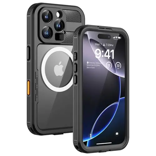 Lanhiem black IP68 waterproof rugged MagSafe case for iPhone 16 Pro