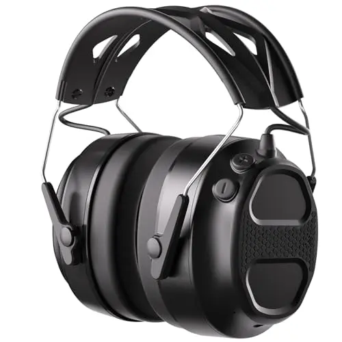 Black Bluetooth hearing protection earmuffs with microphone