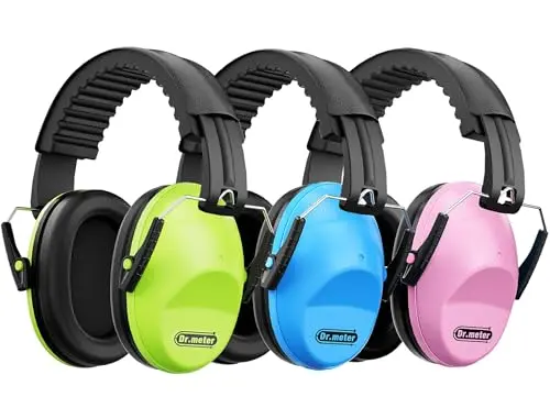DR.METER 3-pack of noise cancelling earmuffs in blue, pink, and green
