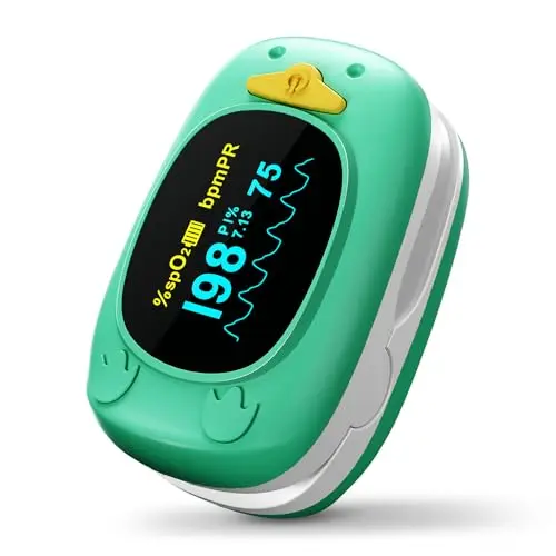 HOLFENRY green pulse oximeter for kids with large display and lanyard