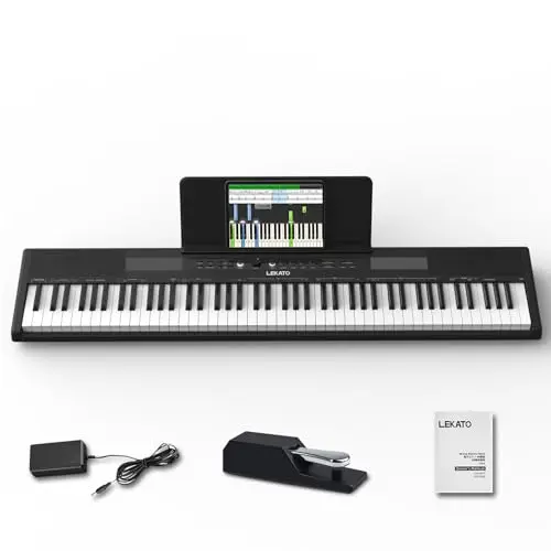 LEKATO 88-key digital piano with semi-weighted keys in black