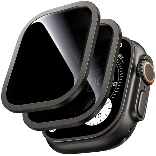 WSKEN privacy filter screen protector with titanium frame for Apple Watch Ultra 2