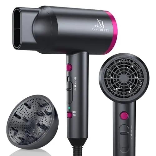 ANNE BETTY Ionic Hair Dryer in dark gray with magnetic attachments