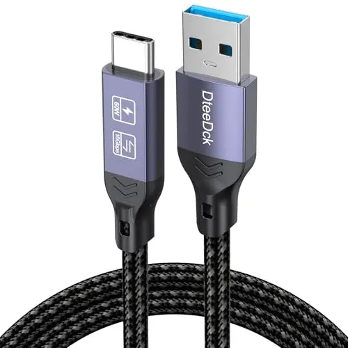 DteeDck 3-foot USB A to USB C cable with braided grey jacket