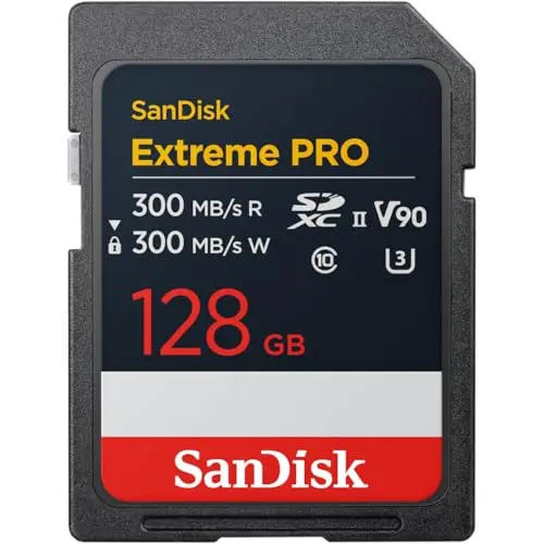 SanDisk Extreme PRO SDXC UHS-II V90 memory card for professional 4K and 8K video recording