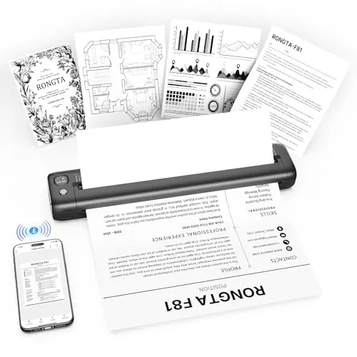 Rongta gray portable thermal printer with a printed receipt