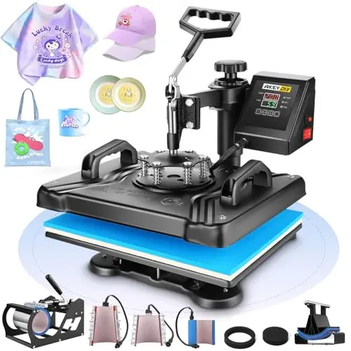 AKEYDIY 8 in 1 heat transfer machine in blue and black