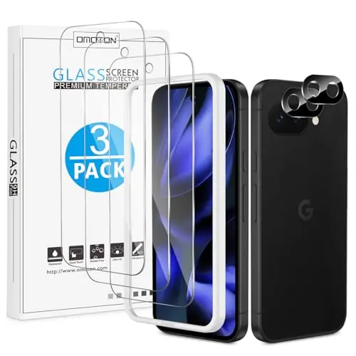 OMOTON screen and camera protector kit with alignment frame for Pixel 9a