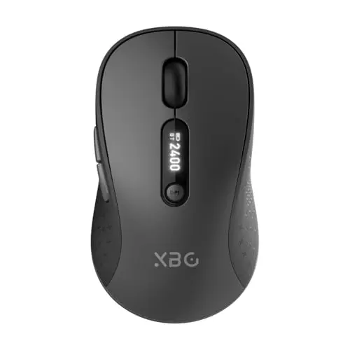XBG B15pro black wireless mouse with a small LED screen on the top