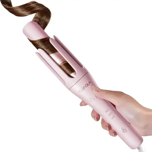TSUYAGLA pink automatic curling iron with 1.25 inch barrel