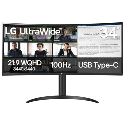 LG 34-inch ultrawide curved computer monitor with USB-C