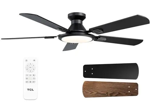 TCL 52 inch low profile black smart ceiling fan with light and remote