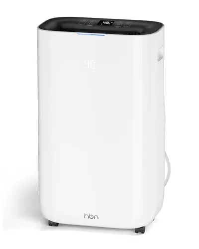 HBN large white dehumidifier with a digital display and casters