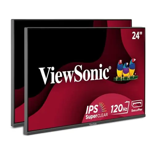 Dual pack of two thin-bezel ViewSonic 24-inch IPS monitors